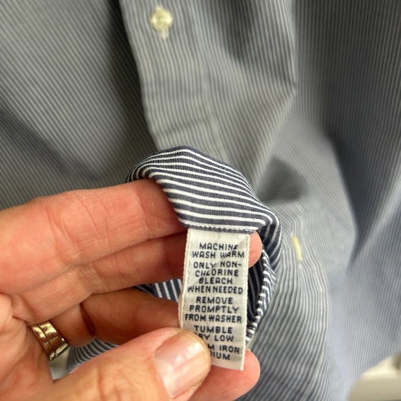 EUC Polo Ralph Lauren Navy and White Striped Shirt 17.5 neck. 100% cotton - Picture 4 of 6